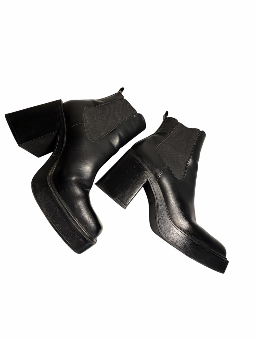 Pull & Bear Women's Black Leather Chelsea Booties Sz 38 (7.5) - Picture 6 of 12